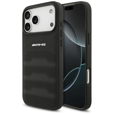 ⁨Etui AMG Leather Debossed Lines Logo do  iPhone 17 Pro Max czarny⁩ w sklepie Wasserman.eu