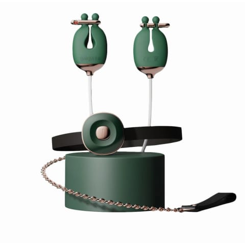 Qingnan No.2 Vibrating Nipple Clamps and Choker Set Green at Wasserman.eu