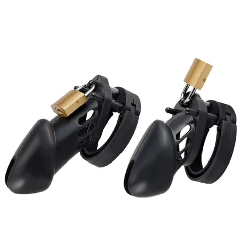 ⁨Zestaw Pasów Cnoty Denial Silicone Chastity Cage Set Black Brutus⁩ w sklepie Wasserman.eu