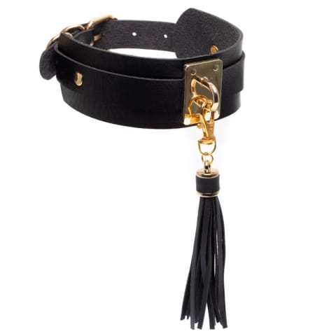 Obróżka Z Chwostem Teasing Tassel Collar Black/Gold Kinky Diva w sklepie Wasserman.eu