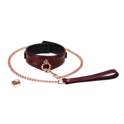 ⁨Obróżka Ze Smyczą Wine Red Curved Collar Liebe Seele⁩ w sklepie Wasserman.eu