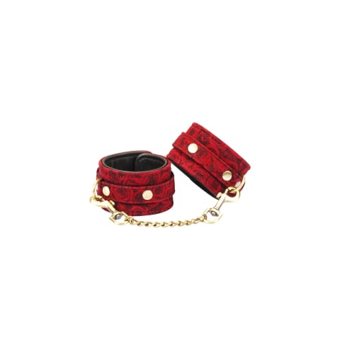 ⁨Kinbaku Ukiyoe Red Rosy Lamb Leather Handcuffs Liebe Seele⁩ w sklepie Wasserman.eu