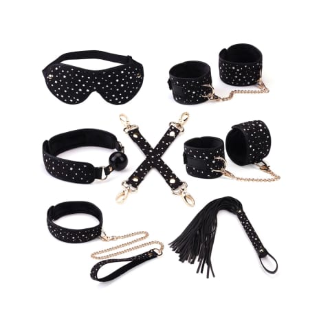 ⁨Zestaw Stary Nights 7Pcs Bondage Kit Black Stary Pu Liebe Seele⁩ w sklepie Wasserman.eu