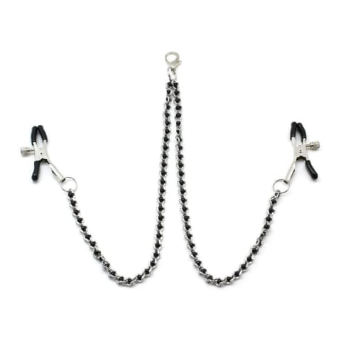 ⁨Klamerki Na Sutki Black Beads Chains & Nipple Clamps Liebe Seele⁩ w sklepie Wasserman.eu