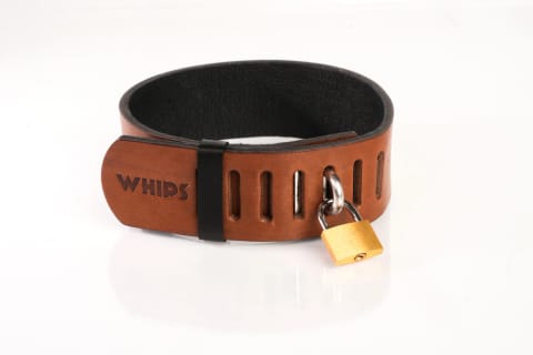 ⁨Obroża z kłódką brązowa L Primal Bond Whips⁩ w sklepie Wasserman.eu