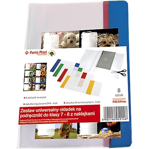 ⁨Okładki na podręczniki do klasy 7-8 z naklejkami 0402-0147-99 PANTA PLAST⁩ w sklepie Wasserman.eu