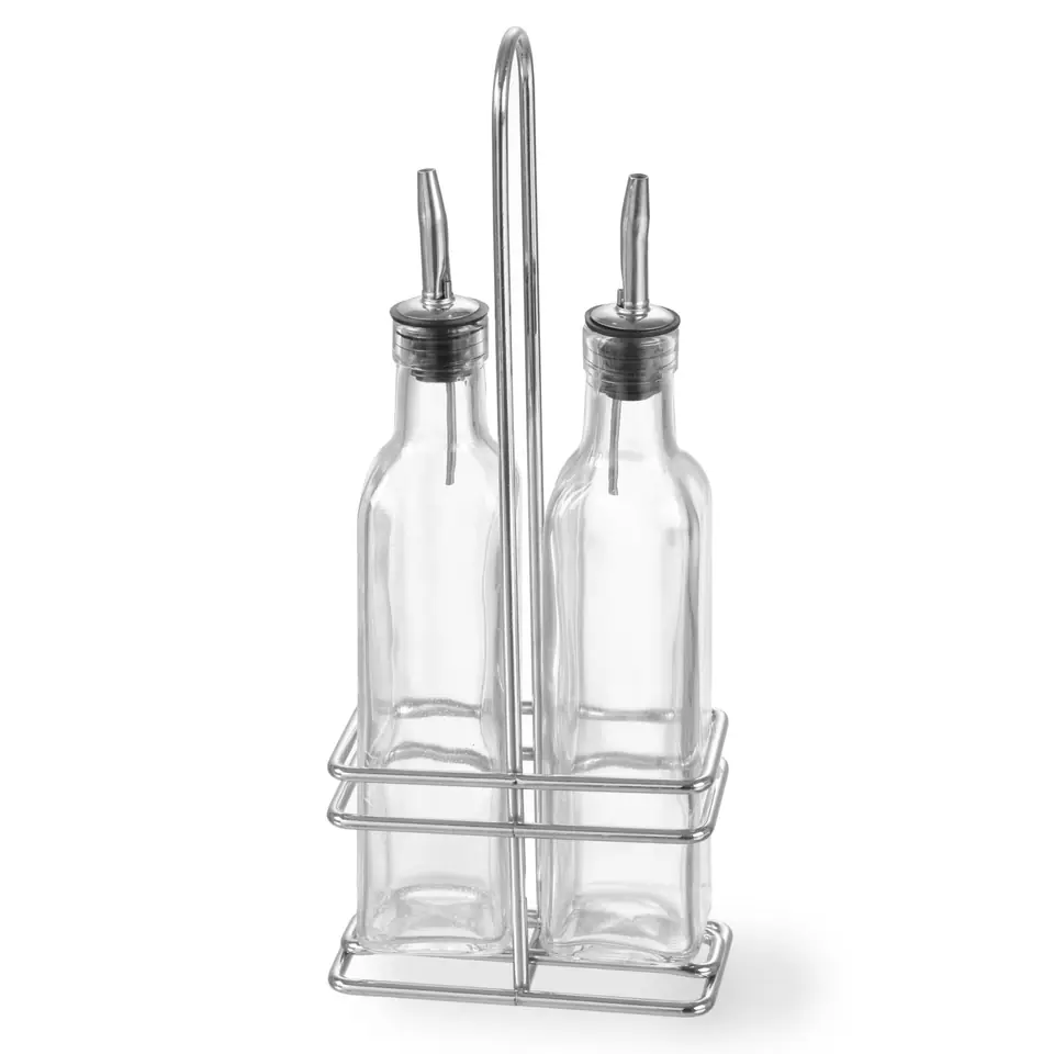 ⁨Table set bottle with basket for olive oil and wine vinegar 2 x 237ml - Hendi 460245⁩ at Wasserman.eu