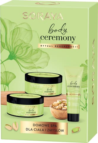 ⁨SORAYA Zestaw prezentowy Body Ceremony Pistacja (Scrub do ciała + Masło do ciała + Krem do rąk)⁩ w sklepie Wasserman.eu