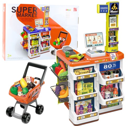 ⁨Zestaw Sklepowy Kasa Wózek Skaner Supermarket Sklepik Dla Dzieci⁩ w sklepie Wasserman.eu