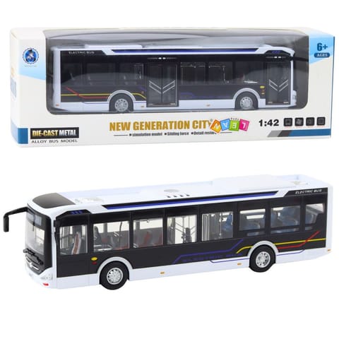 ⁨Autobus Metalowy Miejski Światła Dźwięk 1:42 Biały⁩ w sklepie Wasserman.eu