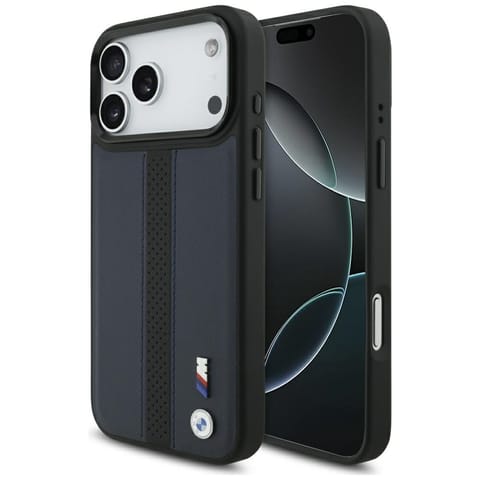 ⁨Etui BMW M Perforated Stripe Logo        MagSafe do iPhone 17 Pro Max granatowy⁩ w sklepie Wasserman.eu