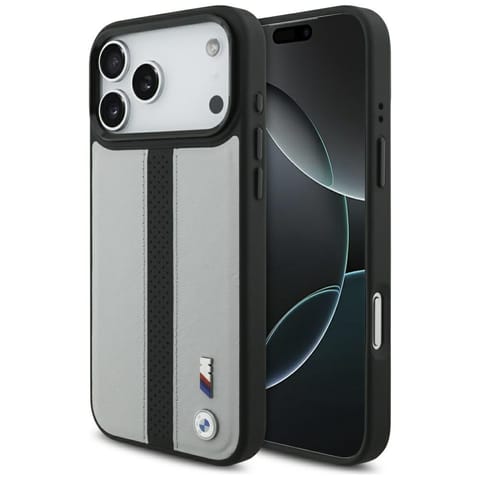 ⁨Etui BMW M Perforated Stripe Logo        MagSafe do iPhone 17 Pro Max szary⁩ w sklepie Wasserman.eu