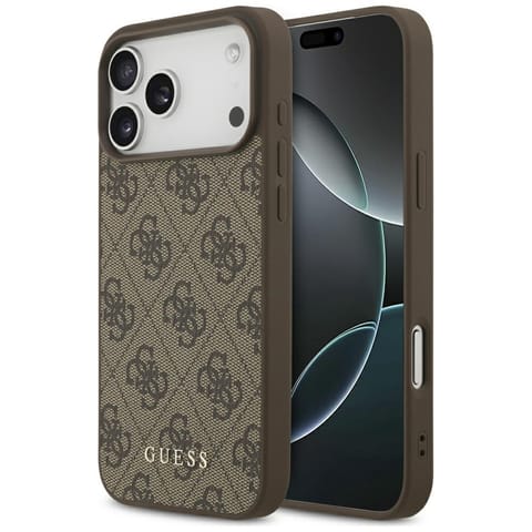 ⁨Etui Guess 4G Classic do iPhone 17 Pro   Max brązowy⁩ w sklepie Wasserman.eu
