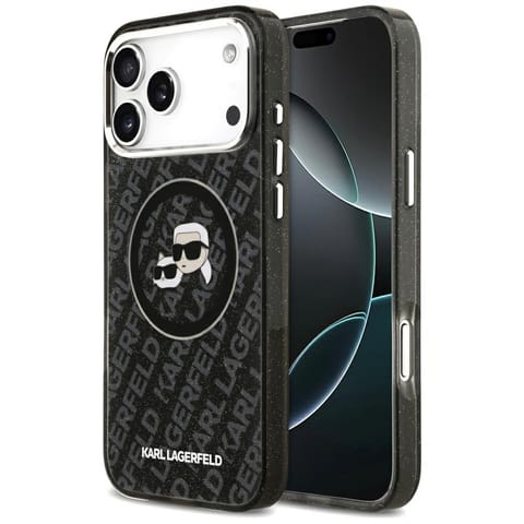 ⁨Etui Karl Lagerfeld IML Glitter Karl &   Choupette Heads Logo MagSafe do iPhone 17 Pro Max czarny⁩ w sklepie Wasserman.eu