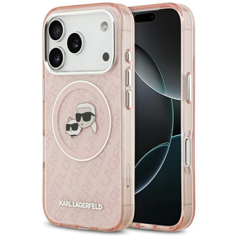 ⁨Etui Karl Lagerfeld IML Glitter Karl &   Choupette Heads Logo MagSafe do iPhone 17 Pro Max różowy⁩ w sklepie Wasserman.eu