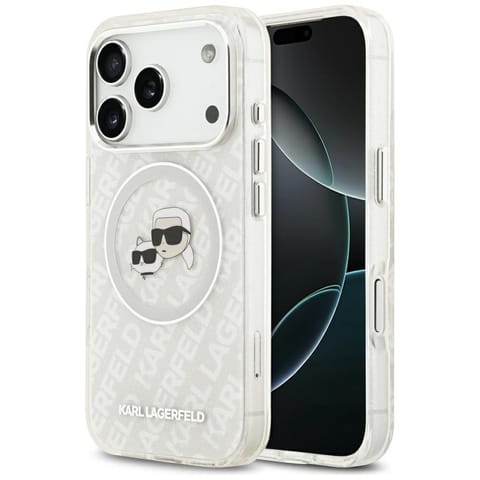 ⁨Etui Karl Lagerfeld IML Glitter Karl &   Choupette Heads Logo MagSafe do iPhone 17 Pro szary⁩ w sklepie Wasserman.eu