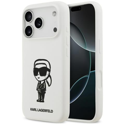⁨Etui Karl Lagerfeld Silicone Karl Sketch & Logo MagSafe do iPhone 17 Pro biały⁩ w sklepie Wasserman.eu