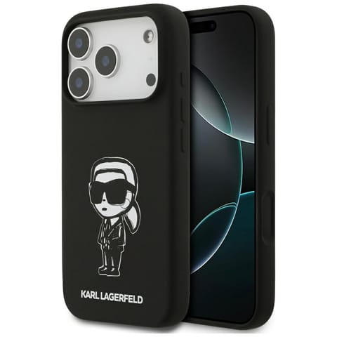 ⁨Etui Karl Lagerfeld Silicone Karl Sketch & Logo MagSafe do iPhone 17 Pro czarny⁩ w sklepie Wasserman.eu
