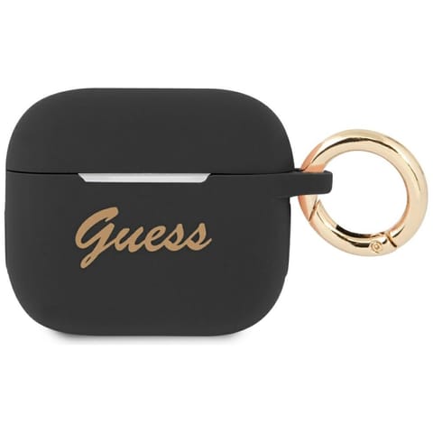 ⁨Guess GUA3SSSK AirPods 3 cover black/black Silicone Vintage Script⁩ at Wasserman.eu