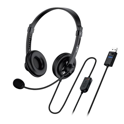 ⁨Genius HS-230U, słuchawki z mikrofonem, przewodowa, czarna, USB⁩ w sklepie Wasserman.eu