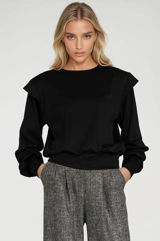 ⁨Bluza z wysokimi ściągaczami - czarny - BL10 (kolor czarny, rozmiar 42)⁩ w sklepie Wasserman.eu