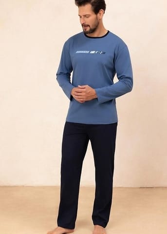 ⁨PIŻAMA REGINA MĘSKA 494 C NIEBIESKI XXL-3XL (kolor ciemny niebieski, rozmiar XXL)⁩ w sklepie Wasserman.eu