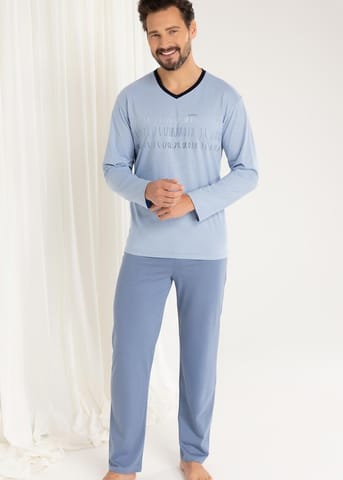 ⁨PIŻAMA REGINA MĘSKA 495 NIEBIESKI XXL-3XL (kolor niebieski, rozmiar XXL)⁩ w sklepie Wasserman.eu