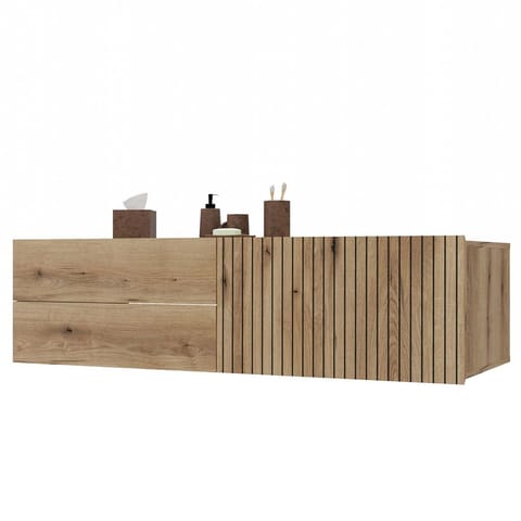 SZAFKA POD UMYWALKĘ TIGO 1D2S DĄB EVOKE 140 CM 2 SZUFLADY RYFLOWANY FRONT WISZĄCA w sklepie Wasserman.eu