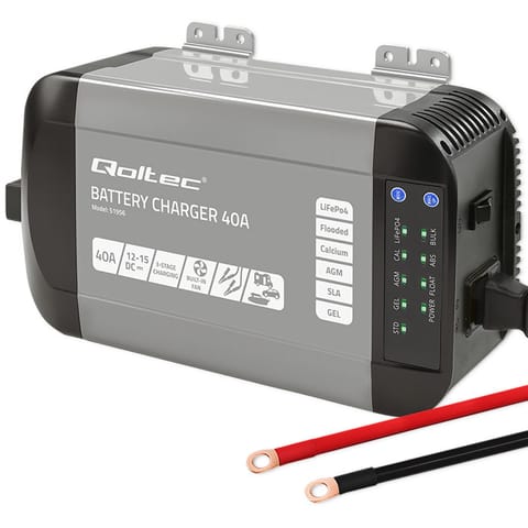 ⁨Qoltec 51956 Smart Monolith charger for LiFePO4 AGM GEL SLA batteries | 40A | 12V⁩ at Wasserman.eu