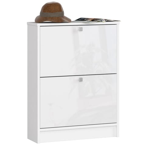 ⁨SZAFKA NA BUTY 2 UCHYLNE DRZWICZKI 60 cm BIAŁA / BIAŁY POŁYSK⁩ w sklepie Wasserman.eu