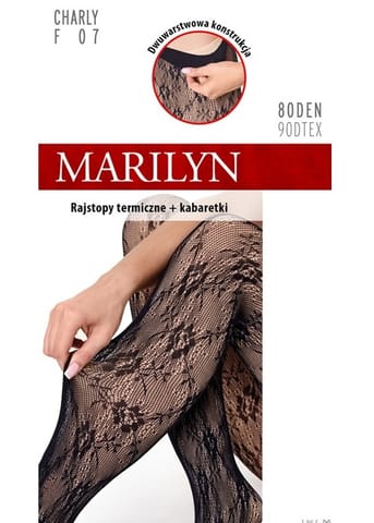 ⁨RAJSTOPY MARILYN CHARLY F07 (kolor Black-beige, rozmiar 3/4)⁩ w sklepie Wasserman.eu