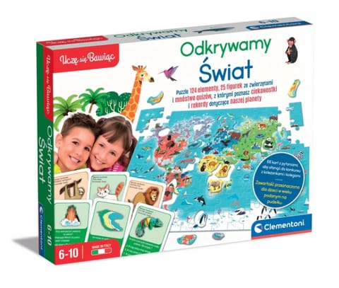 ⁨Gra edukacyjna Puzzle Quizy Zwierzęta Odkrywamy Świat Uczę się Bawiąc Język Polski Clementoni 50779⁩ w sklepie Wasserman.eu