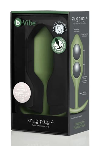 ⁨b-Vibe Snug Plug 4 Army anatomiczny korek silikonowy ciężki 255g⁩ w sklepie Wasserman.eu