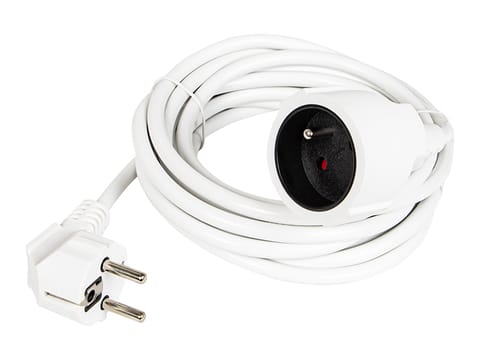⁨Przedłużacz sieciowy PR-160 1-Gniazdo z uziemieniem 5m biały (3x1,5mm)⁩ w sklepie Wasserman.eu