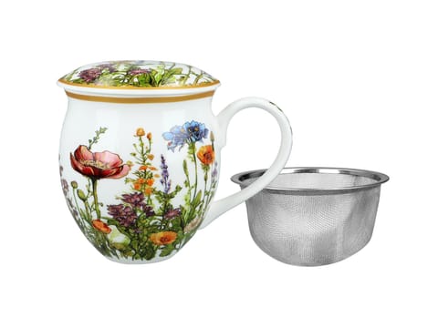 ⁨Kubek beczka z przykrywką - Kwiaty polne (CARMANI)⁩ w sklepie Wasserman.eu