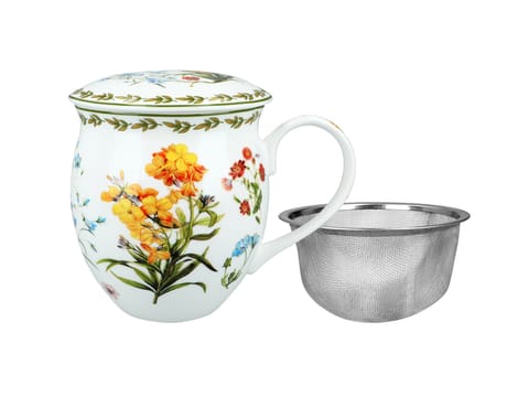 ⁨Kubek beczka z przykrywką - Kwiaty polne (CARMANI)⁩ w sklepie Wasserman.eu