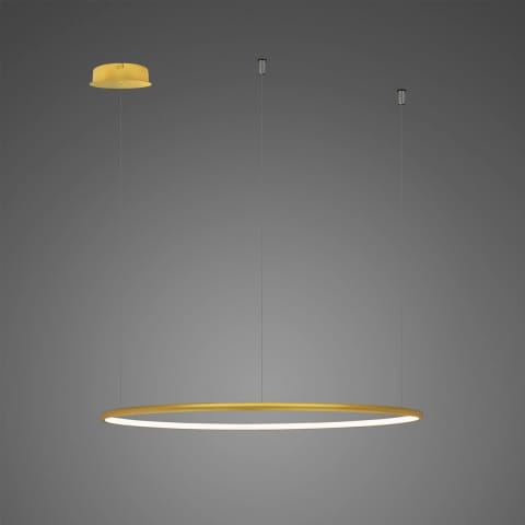 ⁨Lampa wisząca Ledowe Okręgi No.1 80cm 3k złota ściemnialna (Barwa światła delikatnie ciepła, Kierunek padania światła do wewnątrz, Kolor Złoty, Możliwość ściemniania tak)⁩ w sklepie Wasserman.eu