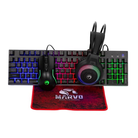 ⁨Marvo LOOT 40, zestaw klawiatura mysz dla gracza, podkładka, klawiatura, CZ/SK, do gry, membranowa rodzaj przewodowa (USB), czarna⁩ w sklepie Wasserman.eu