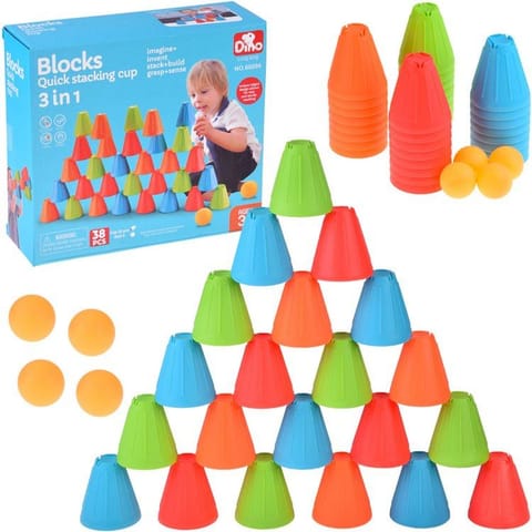 ⁨Gra zręcznościowa SZYBKIE KUBKI Trójkątne klocki + piłki 38-ele ZA5811⁩ w sklepie Wasserman.eu