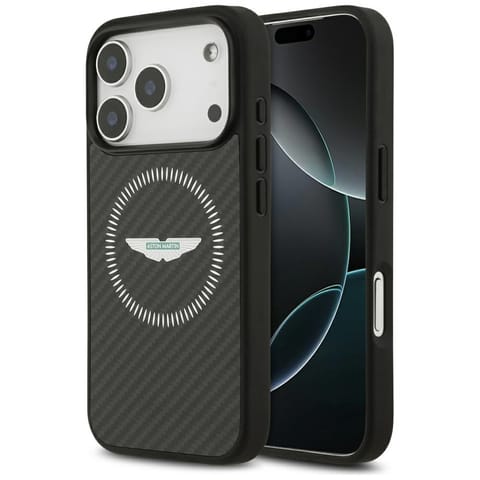 ⁨Etui Aston Martin HC Kevlar Counter      Design MagSafe do iPhone 17 Pro czarny⁩ w sklepie Wasserman.eu