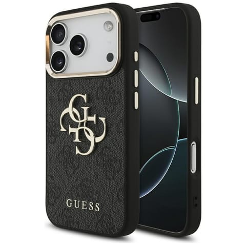 ⁨Etui Guess 4G Big 4G Classic Logo do     iPhone 17 Pro czarny złoty⁩ w sklepie Wasserman.eu