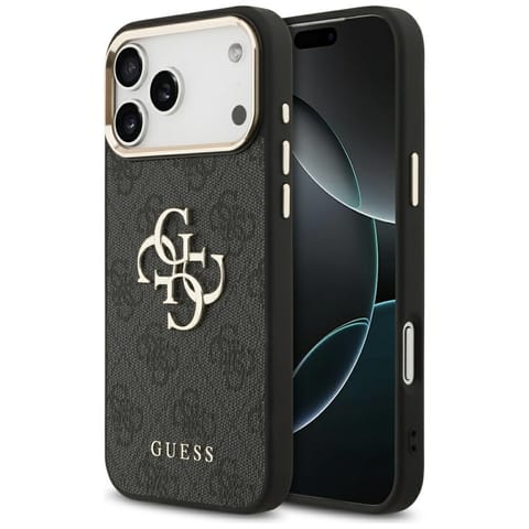 ⁨Etui Guess 4G Big 4G Classic Logo do     iPhone 17 Pro Max czarny złoty⁩ w sklepie Wasserman.eu