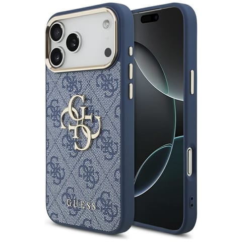 ⁨Etui Guess 4G Big 4G Classic Logo do     iPhone 17 Pro Max niebieski złoty⁩ w sklepie Wasserman.eu