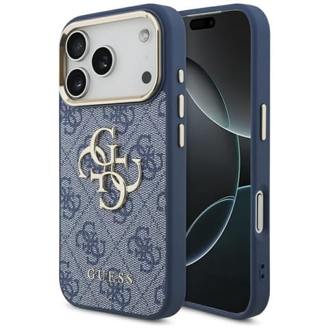⁨Etui Guess 4G Big 4G Classic Logo do     iPhone 17 Pro niebieski złoty⁩ w sklepie Wasserman.eu