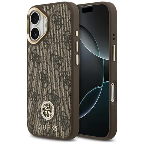 ⁨Etui Guess 4G Strass Logo MagSafe do     iPhone 17 brązowy⁩ w sklepie Wasserman.eu