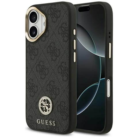 ⁨Etui Guess 4G Strass Logo MagSafe do     iPhone 17 czarny⁩ w sklepie Wasserman.eu