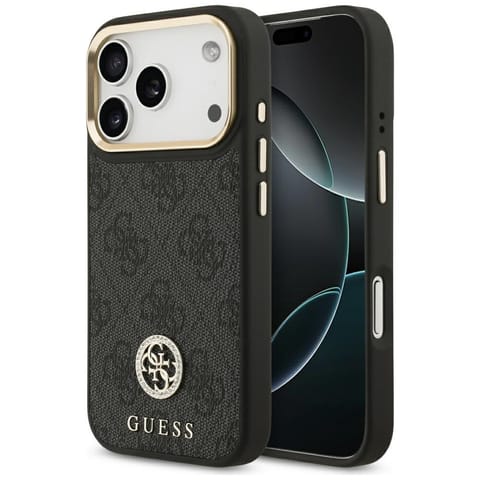 ⁨Etui Guess 4G Strass Logo MagSafe do     iPhone 17 Pro czarny⁩ w sklepie Wasserman.eu