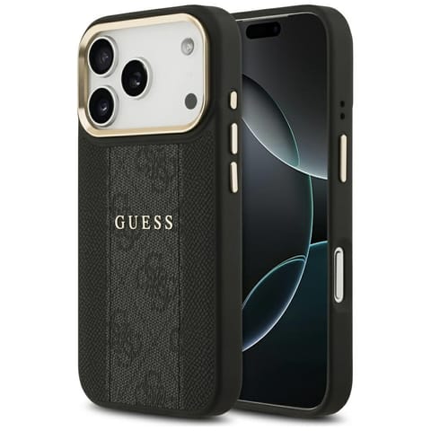 ⁨Etui Guess 4G Stripe MagSafe do iPhone   17 Pro czarny⁩ w sklepie Wasserman.eu