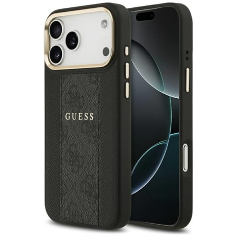 ⁨Etui Guess 4G Stripe MagSafe do iPhone   17 Pro Max czarny⁩ w sklepie Wasserman.eu