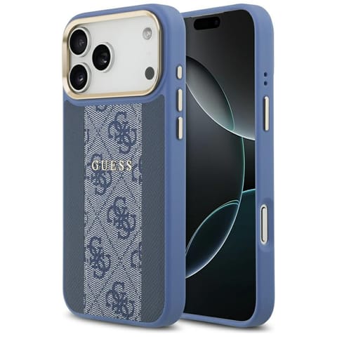⁨Etui Guess 4G Stripe MagSafe do iPhone   17 Pro Max niebieski⁩ w sklepie Wasserman.eu